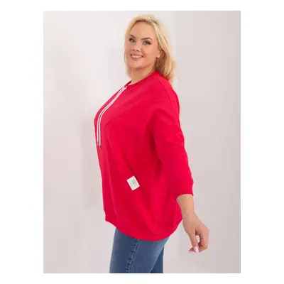 Red loose blouse plus size with stitching