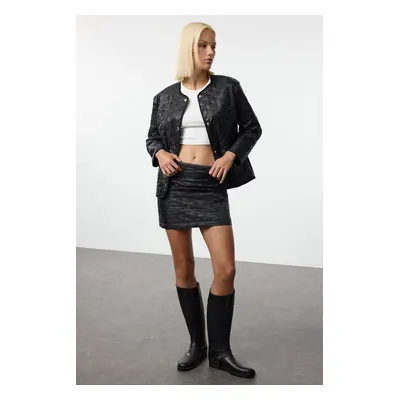 Trendyol Black Quilted Woven Bottom-Top Set