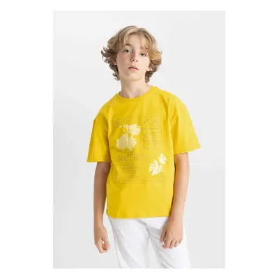 DEFACTO Boy's Oversize Fit Crew Neck Printed Short Sleeve T-Shirt