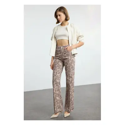 Trendyol Multicolored Animal Print Leopard High Waist Wide Leg Jeans