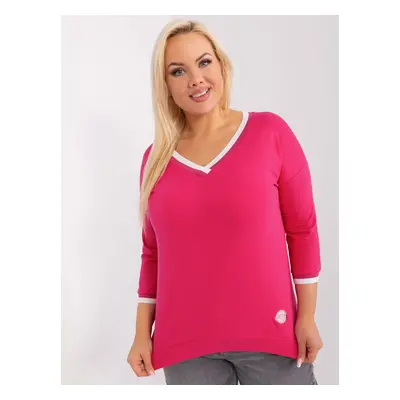 Full-color fuchsia blouse in a larger size with cuffs