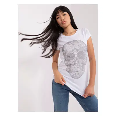 White women's T-shirt with stone application