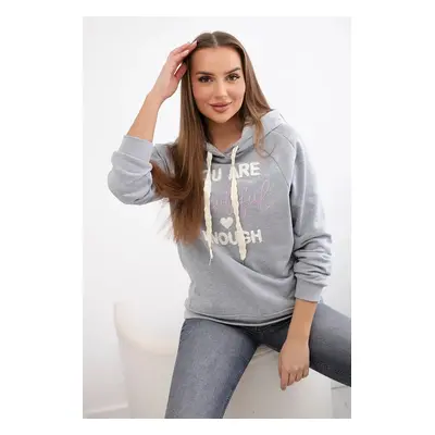 Cotton hooded sweatshirt grey