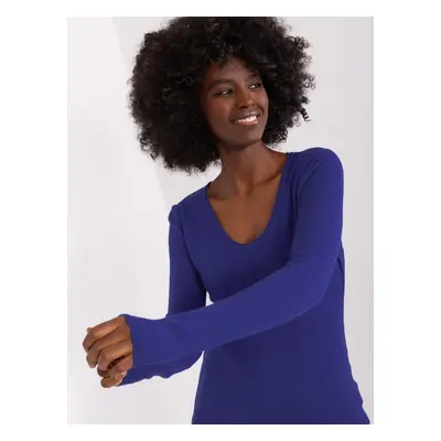 Cobalt blue, plain classic sweater with viscose