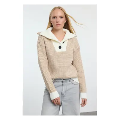 Trendyol Ecru Collar Detailed Knitwear Sweater