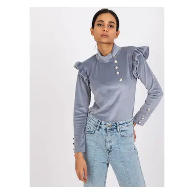 Grey velour blouse with Capri buttons