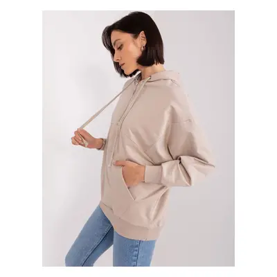 Beige kangaroo sweatshirt with zipper