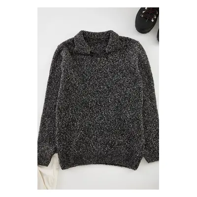 Trendyol Anthracite Unisex Half Turtleneck Flecked Knitwear Sweater