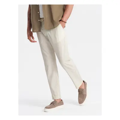 Ombre Men's linen blend roll-up chino pants - cream