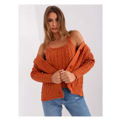 Dark orange set with cardigan