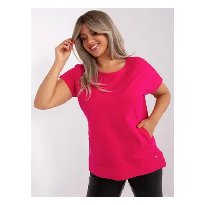 Fuchsia blouse size plus with short sleeves