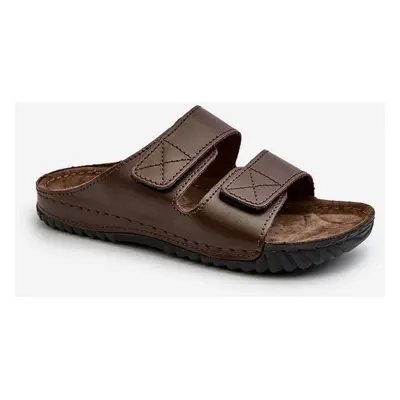 Comfortable Men's Velcro Slippers Inblu Dark Brown