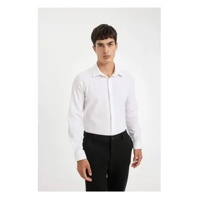 DEFACTO DFC - Modern Fit Polo Collar Crinkle Long Sleeve Shirt