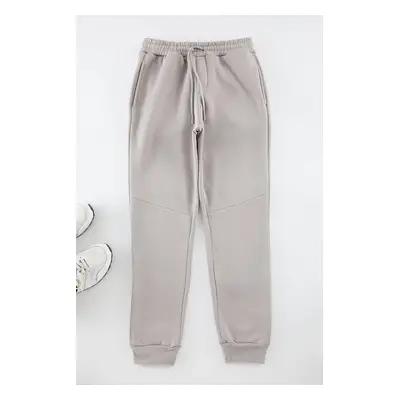 Trendyol Grey Regular Cut Stitch Detail Thick Sweatpants