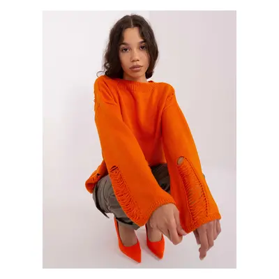 Orange oversize sweater with wide sleeves