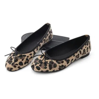 Marjin Women's Daily Ballet Flats Round Nose Ballerina Ballet Flats Adusa Leopard