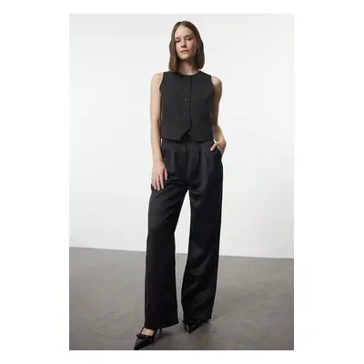 Trendyol Black Wide Leg/Wide Leg Woven Trousers