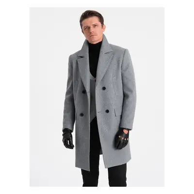 Ombre Men's double-breasted lined coat - grey