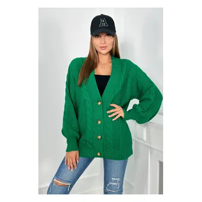 Button-down sweater with puff sleeves green