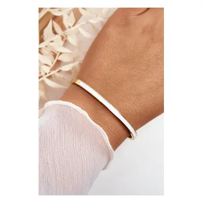 Women's bracelet with steel buckle, gold and white