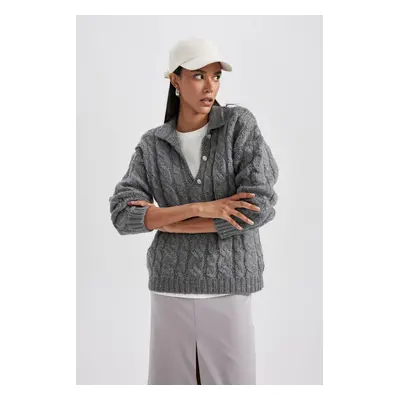 DEFACTO Relax Fit Polo Neck Sweater