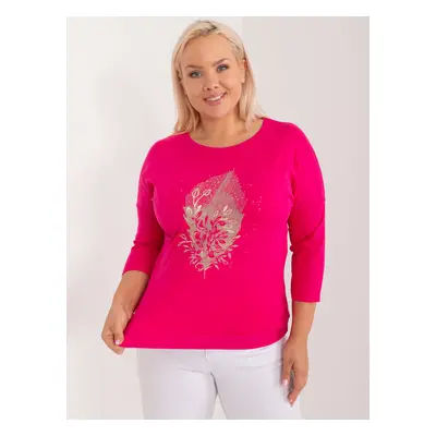 Fuchsia women's plus-size blouse with appliqué