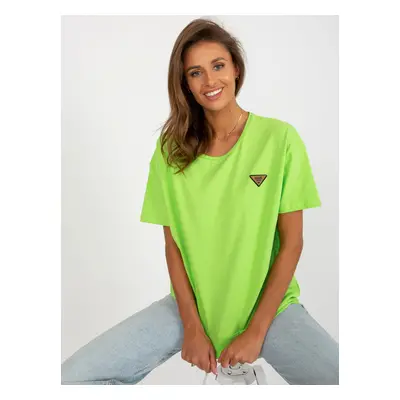 Lime oversized blouse with round neckline