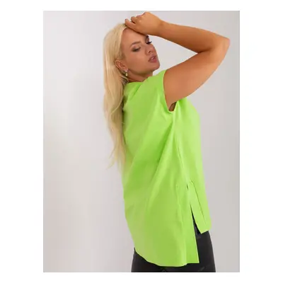 Light green basic plus size blouse with longer back