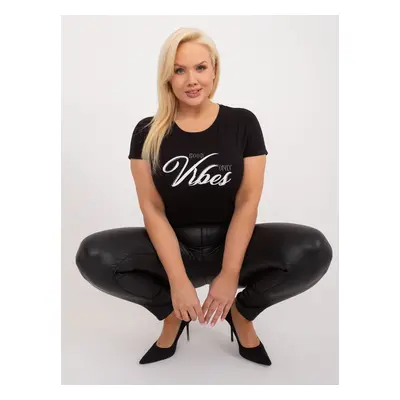 Black plus size t-shirt with a round neckline