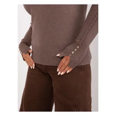 Brown women's sweater plus size with neckline