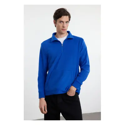 Trendyol Saks Regular Cut Basic Zipper Collar Warm Fleece Sweatshirt