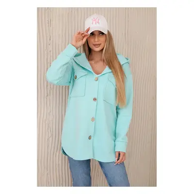 Women's insulated sweatshirt with decorative buttons - mint