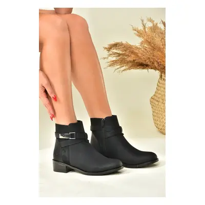 Fox Shoes Women's Black Low Heeled Daily Boots