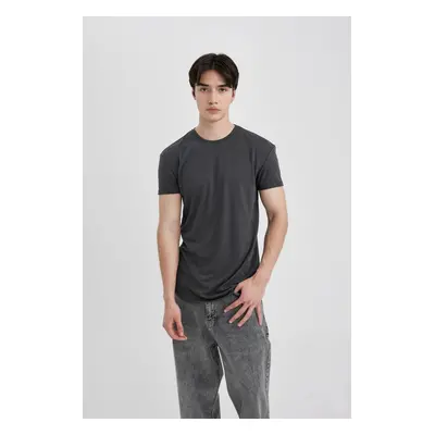 DEFACTO Long Muscle Fit Crew Neck Basic Short Sleeve T-Shirt