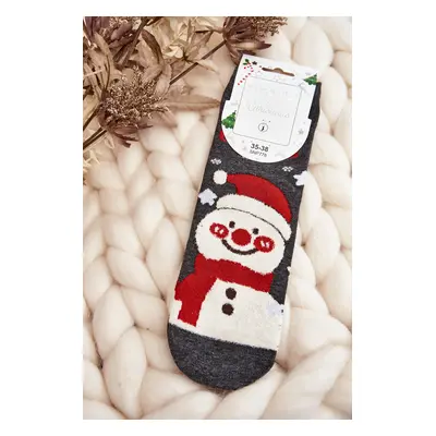 Women's Christmas Socks with Snowman Grey