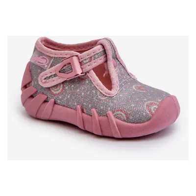 Comfortable children's slippers BEFADO grey and pink