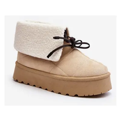 Platform snow boots with sheepskin, light beige Olimuka