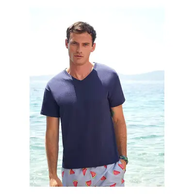 Navy blue men's t-shirt Original V-neck Fruit of the Loom