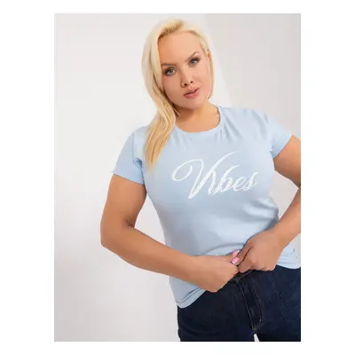 Light blue plus size t-shirt with print