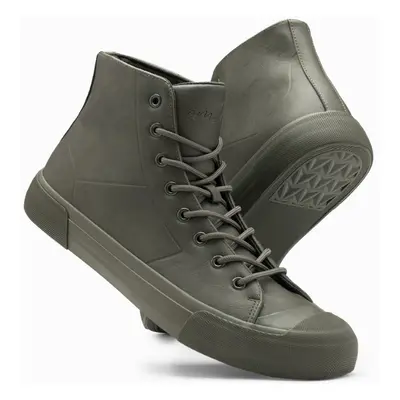 Ombre Men's high-top sneakers with rubber toecap - olive