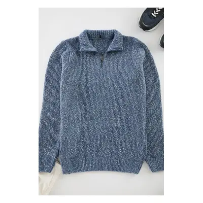 Trendyol Indigo Unisex Half Turtleneck Flecked Knitwear Sweater