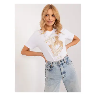 White cotton t-shirt with appliqué