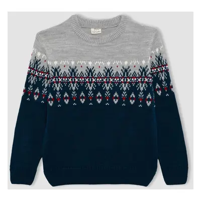 DEFACTO Boy's New Year's Themed Crew Neck Sweater