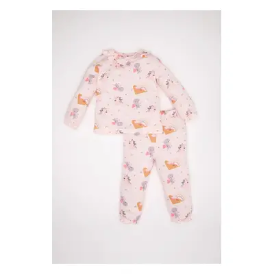 DEFACTO Baby Girl Dinosaur Patterned Long Sleeve Cotton Pajama Set