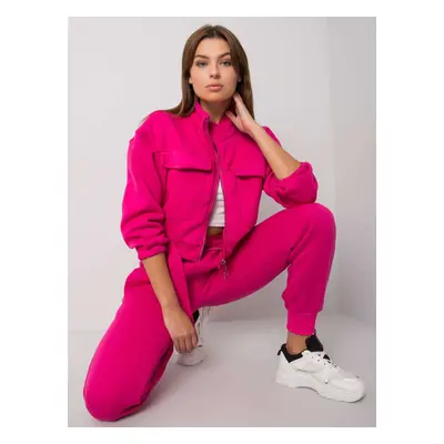 Women's fuchsia sweatshirt with zip closure