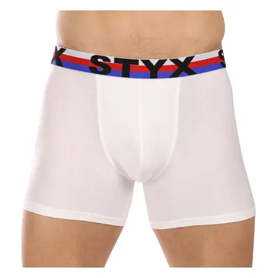 Men's boxers Styx long sports elastic white tricolor