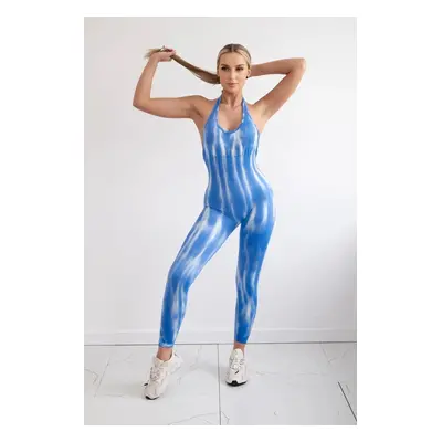 Fitness suit with push up cornflower blue