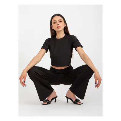 Black two-piece casual set with trousers