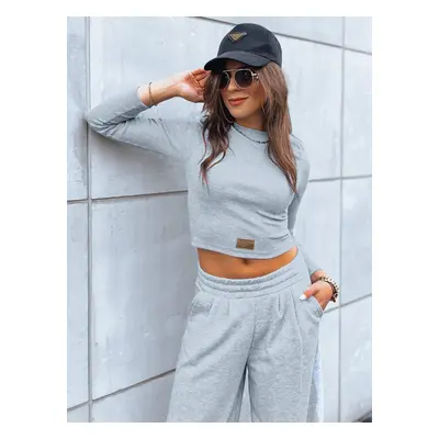 Women's set of wide trousers and crop top with long sleeves ASTRAL ALLURE gray Dstreet