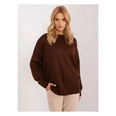 Dark brown classic sweater with a round neckline